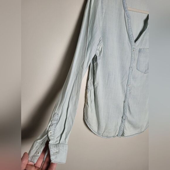 Women's Country Button Down Shirt Western Rodeo Cowgirl Farm Lace Denim Medium - Picture 6 of 11